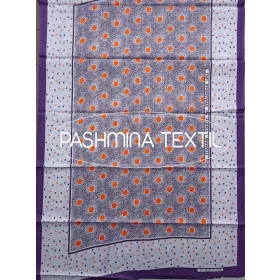 Afrikai Pamut - Halvány lila alapon - sötét lila és narancssárga karika mintás