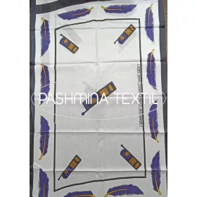   Afrikai Pamut - Fehér alapon lila madártoll és telefon mintás