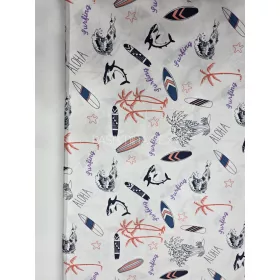 Pamutvászon - Hawai minta - fehér alapon