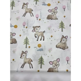 Pamutvászon - Bambi minta - fehér alapon