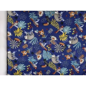 Pamut FLANEL - Jungel minta - sötét kék alapon