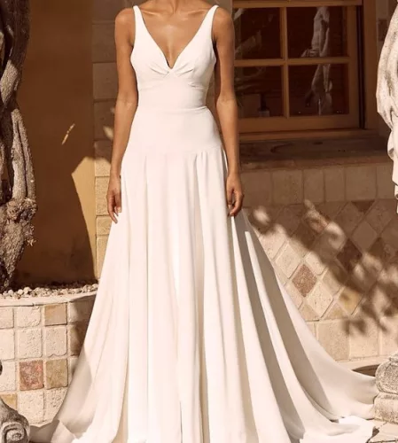 Fehér esküvői dupla georgette