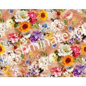 Dekor vászon - Barack színű alapon, virágok