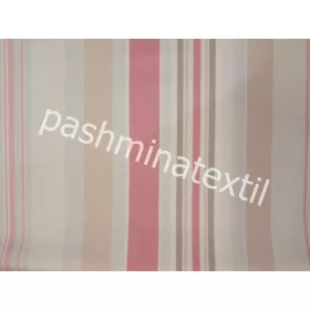   Dekor vászon, Fehér alapon barack-keki-rózsaszín-kék csíkok