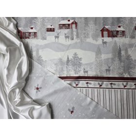 Pamutvászon - Havas táj - fehér alapon