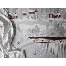 Pamutvászon - Havas táj - fehér alapon