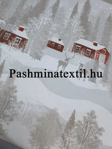 Pamutvászon - Havas táj - fehér alapon