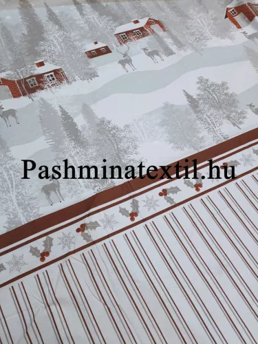 Pamutvászon - Havas táj - fehér alapon