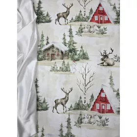 Pamutvászon - Téli élet - drapp alapon