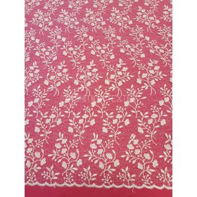 Apró virágos és indás menyasszonyi csipke 3D levelekkel