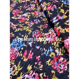 Jersey - színes virág minta alapon, fekete párduc mintás