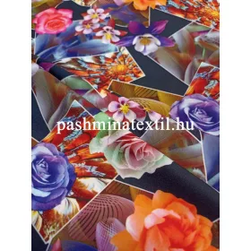 Jersey - Fekete alapon, színes rózsa mintás