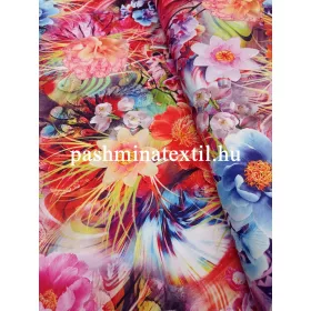 Jersey - Színes nagy virág mintás