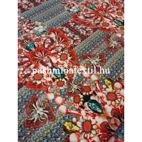   Jersey - Narancssárga virág, zöld "smarag" mintás