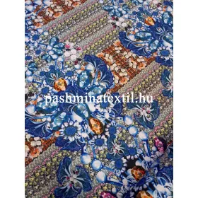   Jersey - Kék virágos, narancssárga "smaragd" mintás