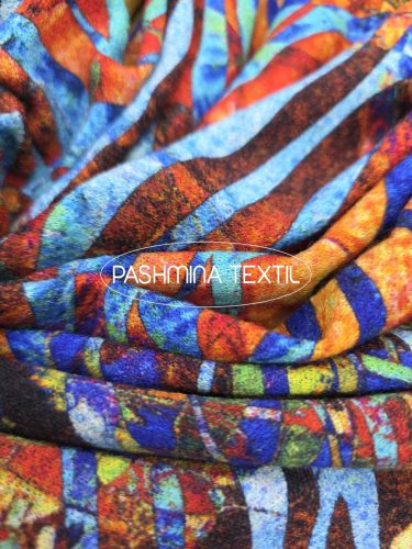 Gyapjú jersey - Színes absztrakt mintás