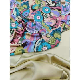   Hernyóselyem Jersey különlegesség - banán szatén georgettel