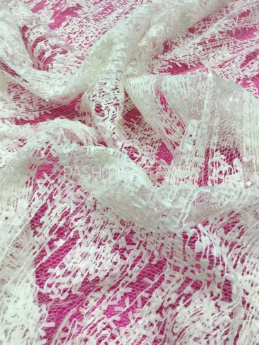 “Satír” 3D csillogó hímzett tüll - Ekrü