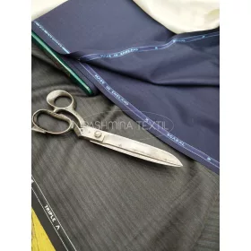   Sötét kék önmagában csíkos angol Scabal super 150s merino gyapjú és cashmere szövet