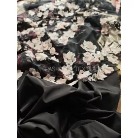 Fekete hímzett 3D - csipke