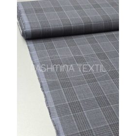 Eszterházy-kockás szürke gyapjúszövet világoskékkel