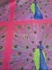 Paneles - Pink páva mintás - hernyóselyem szatén