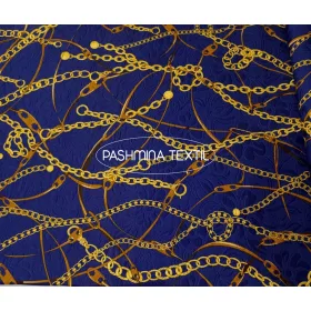   Mintás elasztikus pamut - Király kék alapon - tervezői mintás VS