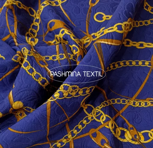 Mintás elasztikus pamut - Király kék alapon - tervezői mintás VS