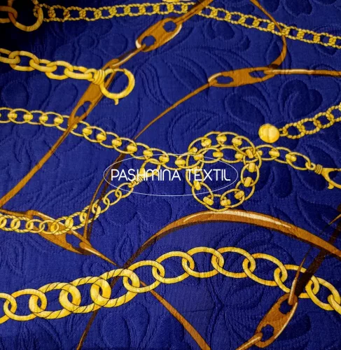 Mintás elasztikus pamut - Király kék alapon - tervezői mintás VS