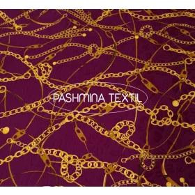   Mintás elasztikus pamut - Lila alapon - tervezői mintás VS