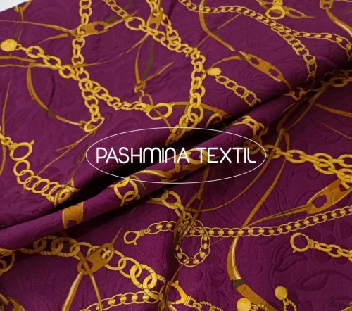 Mintás elasztikus pamut - Lila alapon - tervezői mintás VS