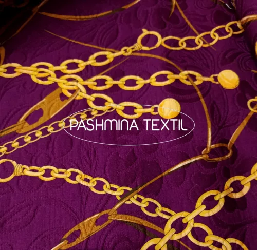 Mintás elasztikus pamut - Lila alapon - tervezői mintás VS