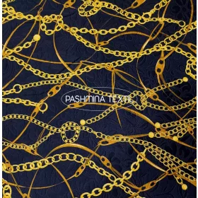   Mintás elasztikus pamut - Fekete alapon - Tervezői mintás VS.