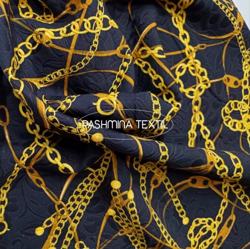 Mintás elasztikus pamut - Fekete alapon - Tervezői mintás VS.