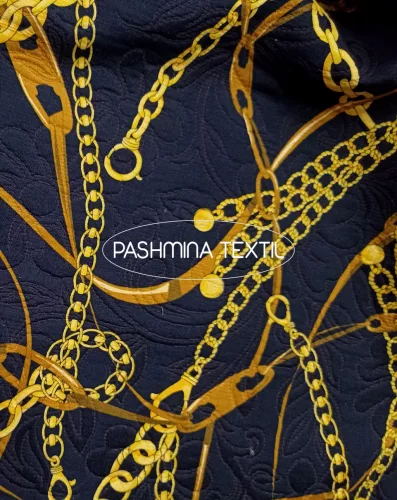 Mintás elasztikus pamut - Fekete alapon - Tervezői mintás VS.