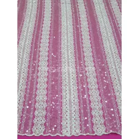 Csillogó flitteres geometrikus tüllcsipke ivory