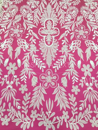 Óriás népi virágos hímzett tüllcsipke - Ivory