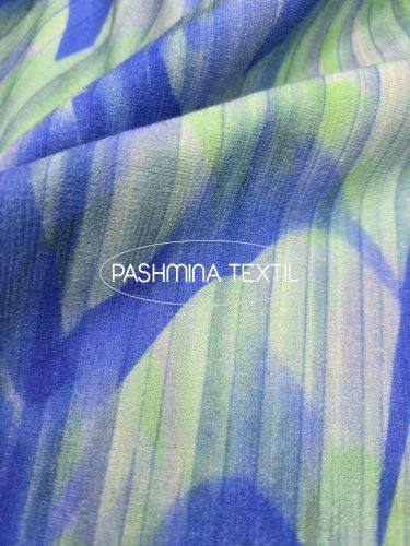 Gyapjú jersey - Kék-zöld hullám mintás