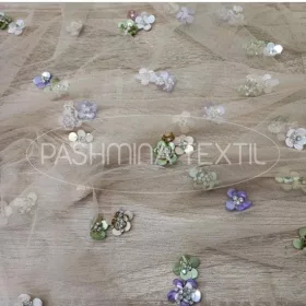 Tervezői Szines 3D flitteres francia csipke 