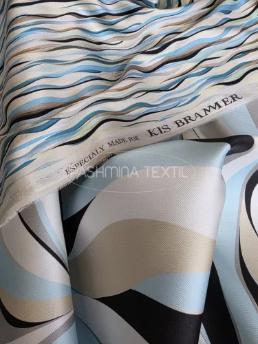Modern hullám mintás - selyem zibbelin