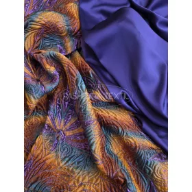   Narancssárga alapon - lila fémszálas lótusz virágos kloké