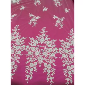 3D platina fémszálas tüllcsipke