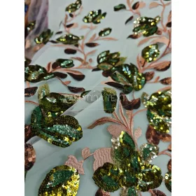 Spanyol hímzett flitterezett tüllcsipke-fahéj