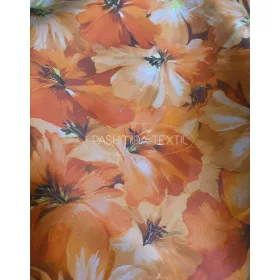 Narancssárga virágos - hernyóselyem organza