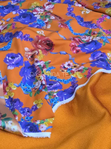 Narancssárga virágos - hernyóselyem organza