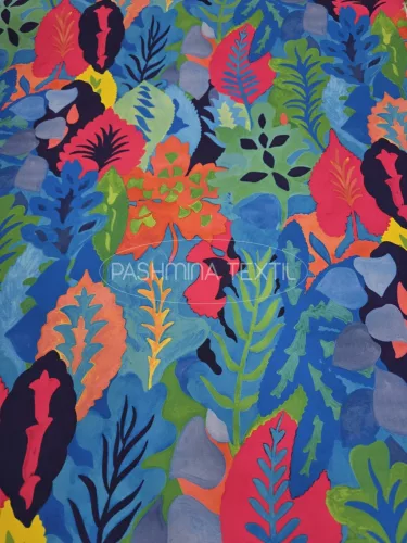 Színes levél mintás - selyem zibbelin