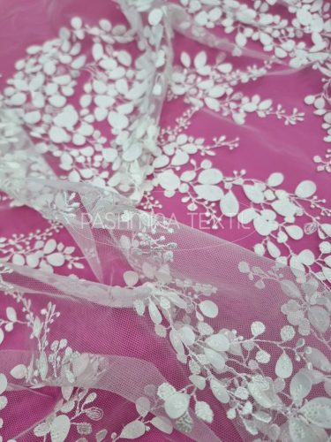 3D selyemleveles akác ágak hímzett tüllcsipke