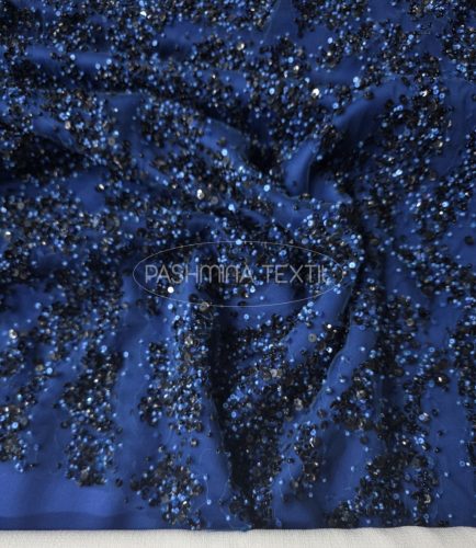 Kék gyapjú gabardin extra fénnyel