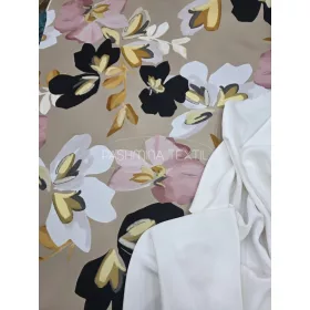 Drapp alapon nagy virág mintás - selyem zibbelin