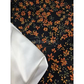 Fekete alapon - narancssárga virágos - Jacquard